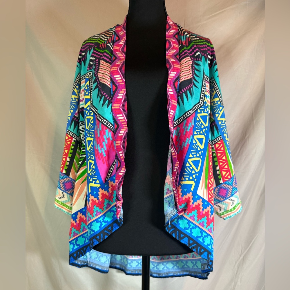Flying Tomato Bohemian Geometric Tribal Vibrant Kimono Cardigan 🌿